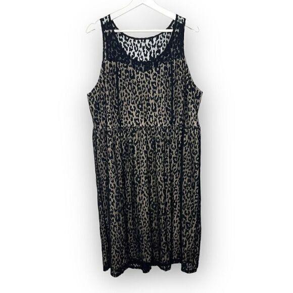 Lane Bryant Nude Black Leopard Print Lace Cocktail Dress Women’s Plus Size 20 - Picture 1 of 10